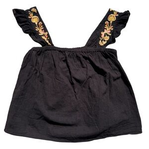 Madewell crop floral embroidered top M